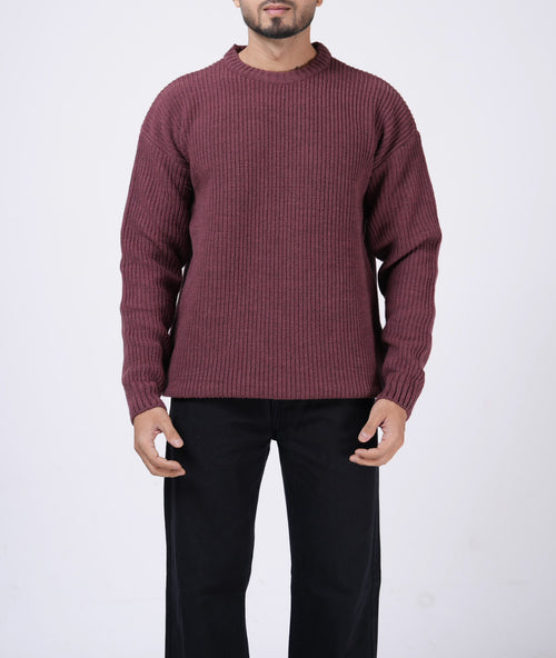 BEAUJOLAIS WINE CHUNKY KNIT JUMPER
