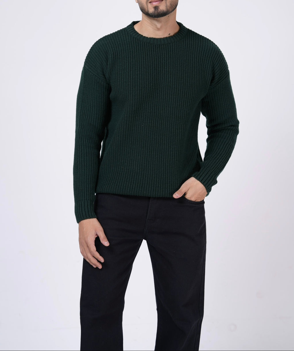 TREE GREEN CHUNKY KNIT JUMPER