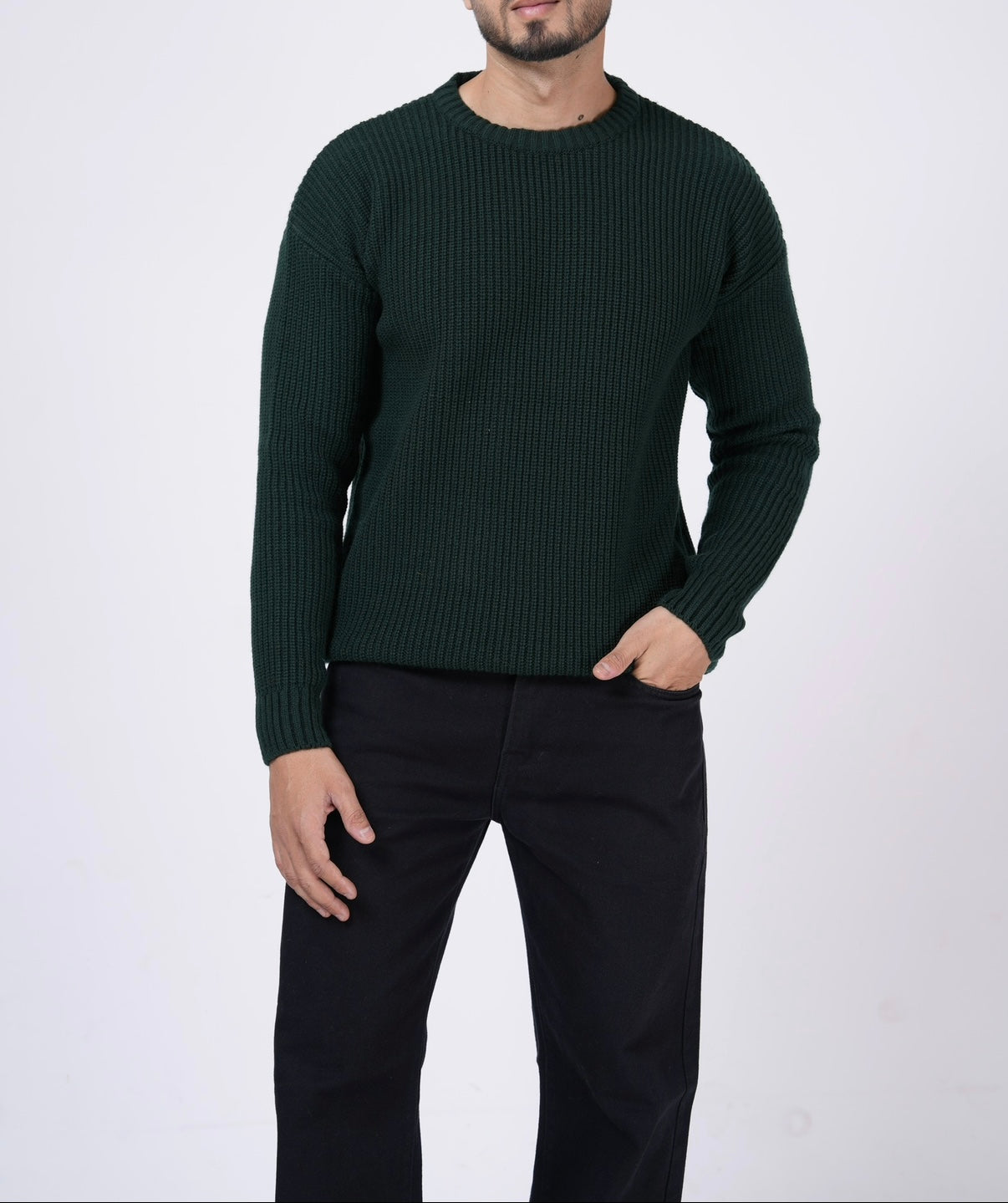 TREE GREEN CHUNKY KNIT JUMPER