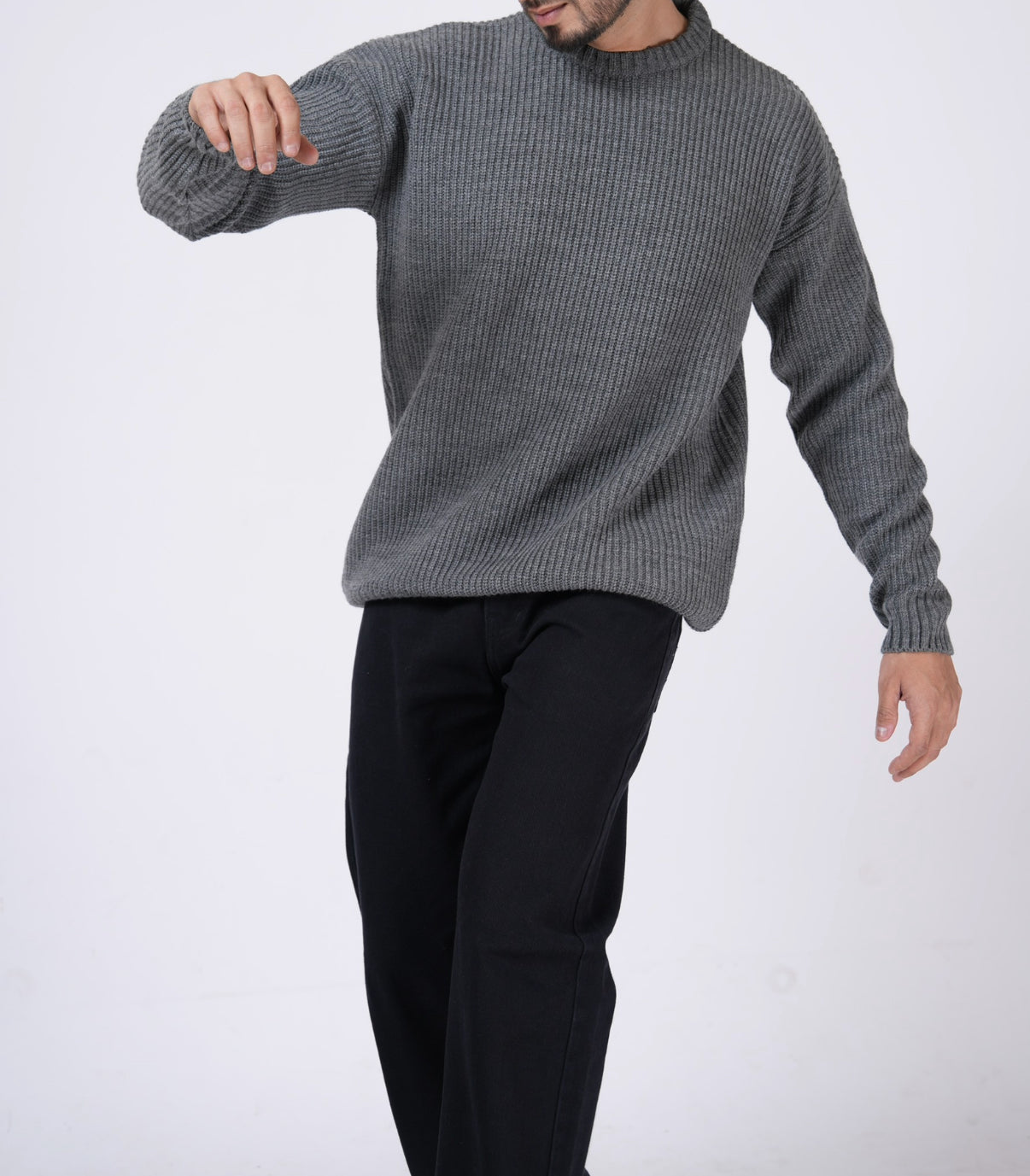 GRAY CHUNKY KNIT JUMPER