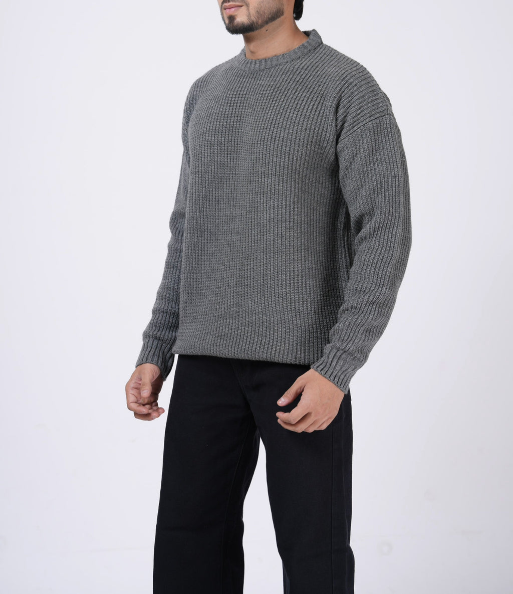 GRAY CHUNKY KNIT JUMPER